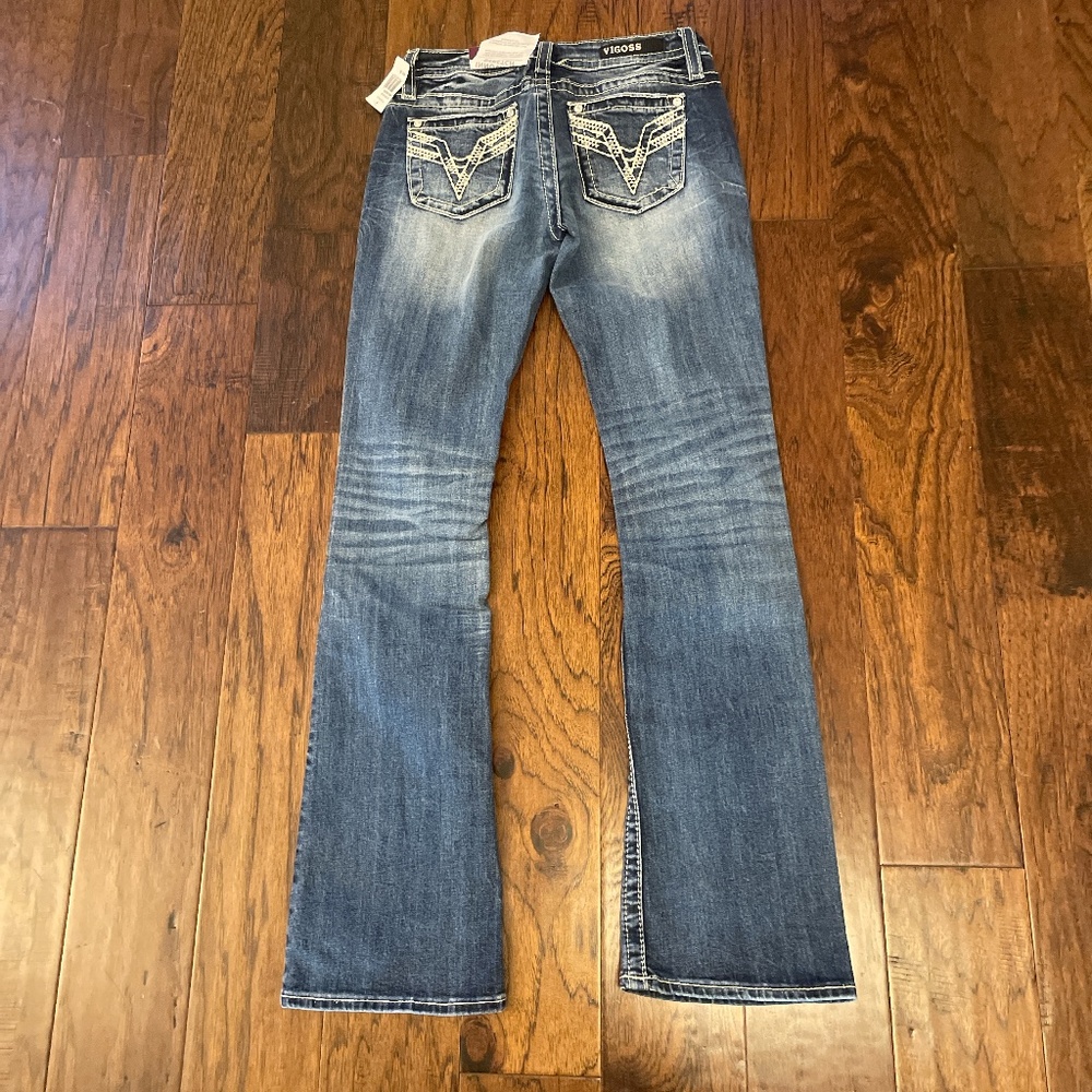 NWT Vigoss Blue Boot Cut Jeans with Decorative Stitching